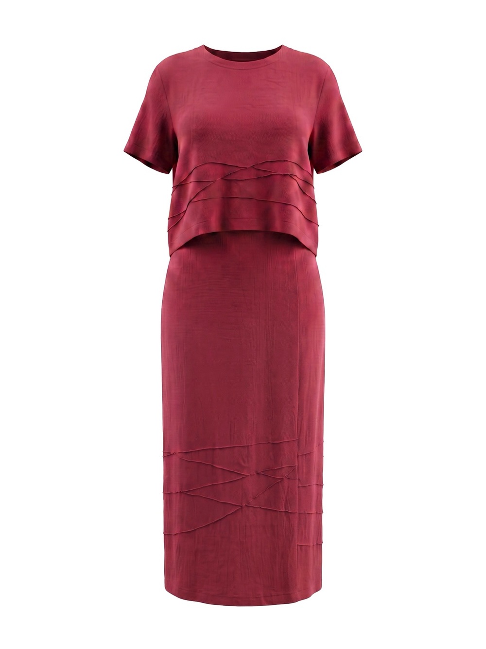 Vintage Barbara Baluffi Washed Silk Burgundy Two-Piece Midi Dress Sz Small